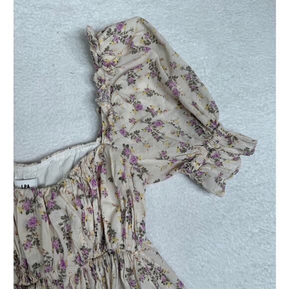 LPA Cottagecore Floral Revolve Mini Dress Garland White Pink Medium - Picture 4 of 7